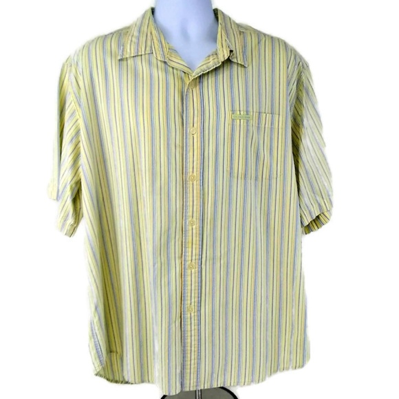 US Polo Assn Men's Shirt Yellow Stripe Short Sleeve Casual Top Size X-Large - Picture 1 of 4